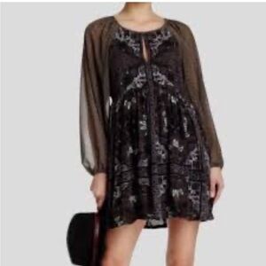 NWT RARE Free People Oksana Print Onyx Combo Mosaic Mini Dress or Tunic - Small